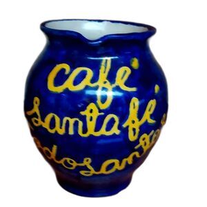Mexican Blue Pottery Pitcher Jug Talavera Amora signed Vintage